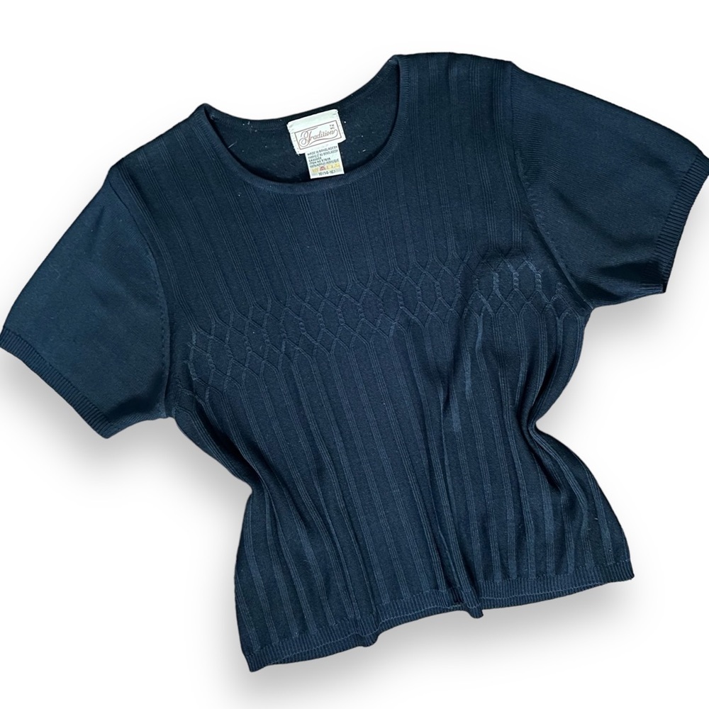 Navy Vintage Knit Tee Top